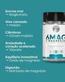 6 Magnésio Quelato - Bisglicinato, Malato e Taurato - 120 Cápsulas