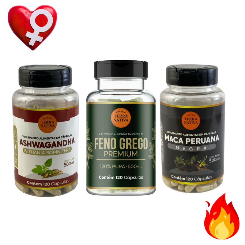 Combo Equilibrio - Ashwagandha + Feno Grego + Maca peruana Negra