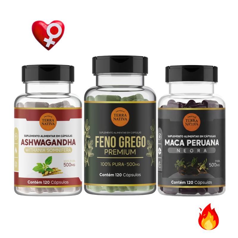 Combo Equilibrio - Ashwagandha + Feno Grego + Maca peruana Negra