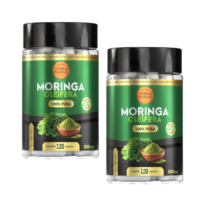 Moringa Cápsulas 100% Pura, pote em detalhe
